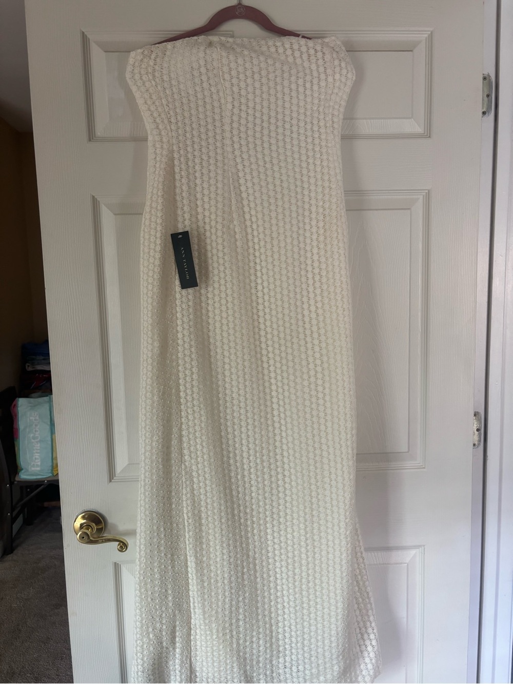Ann Taylor Cream Strapless Knit Maxi Dress